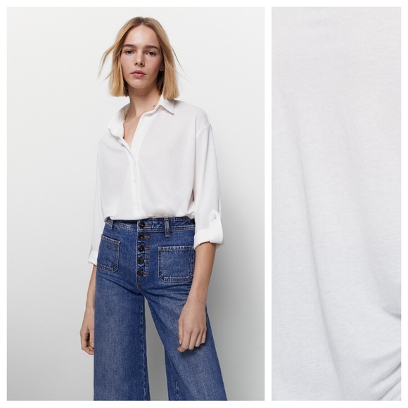 NWT. Massimo Dutti White Viscose Blend Shirt/Blouse. Size XS. - Picture 2 of 10